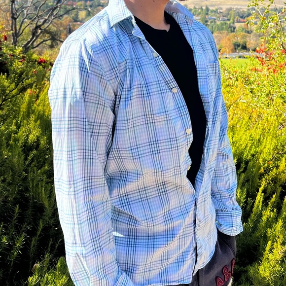 VAN HEUSEN MEN FLEX SLIM FIT LONG SLEEVE BUTTON DOWN SHIRT CHECK PLAID SUIT STUD - Picture 9 of 16